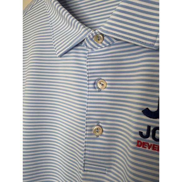 Peter Millar Comfort Striped Polo Shirt XXL JDG Logo New Golf Beach Club Work - Picture 10 of 10